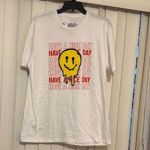 White Smiley Face Graphic Tee